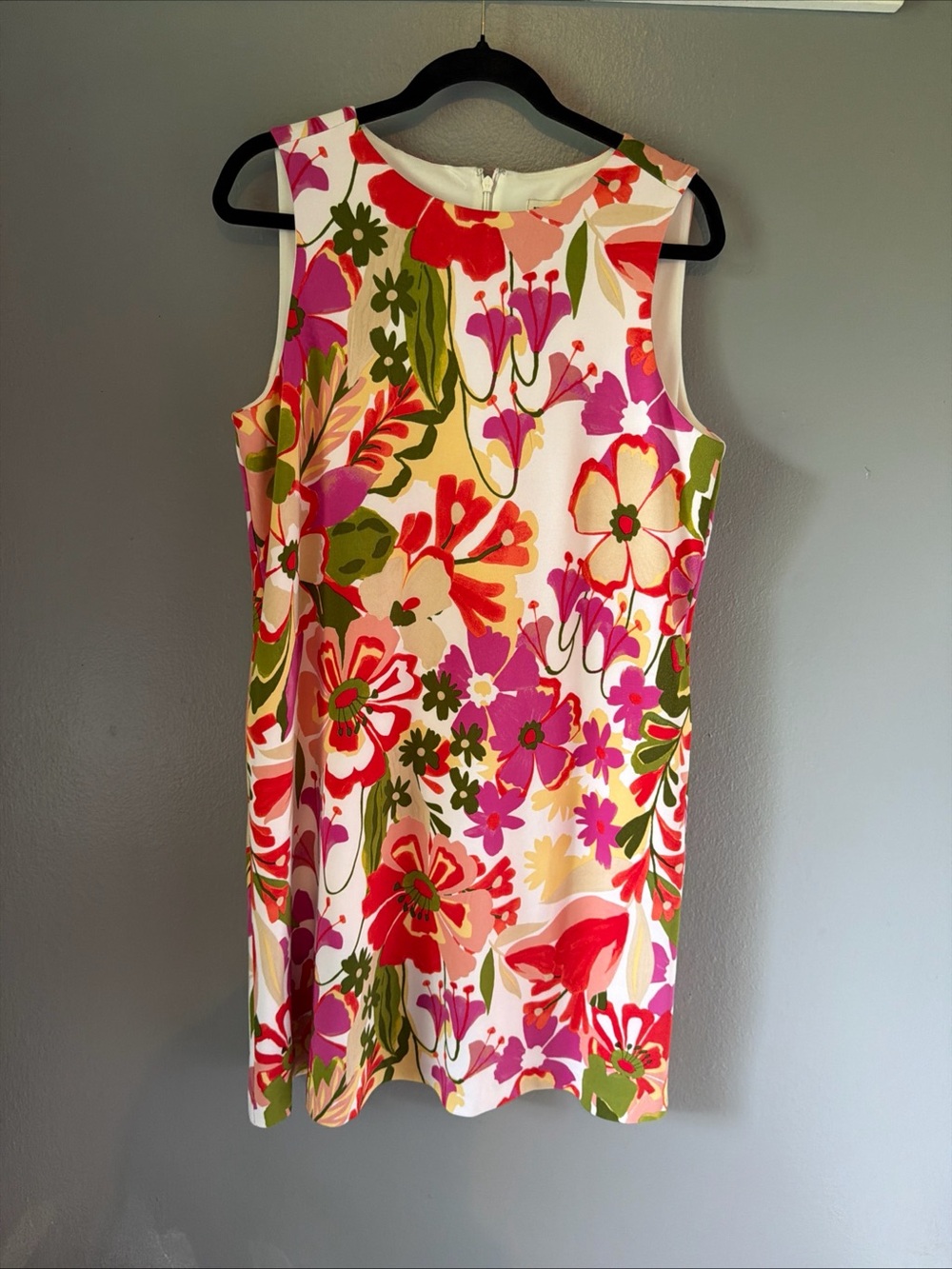 Anne Klein White Floral Sleeveless Shift Dress